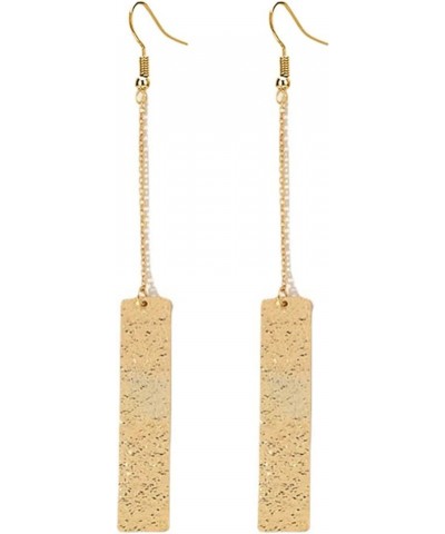 Hammered Gold Long Bar Dangle Drop Earrings 14K Gold Plated Bar Dangle Earrings for Women Girls Boho Geometric Linear Vertica...