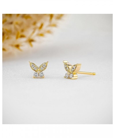 Gold Earrings for Women, Dainty Gold Earrings Set 14K Gold Plated Small CZ Star Butterfly Stud Earrings Cute Gold Hoop Earrin...