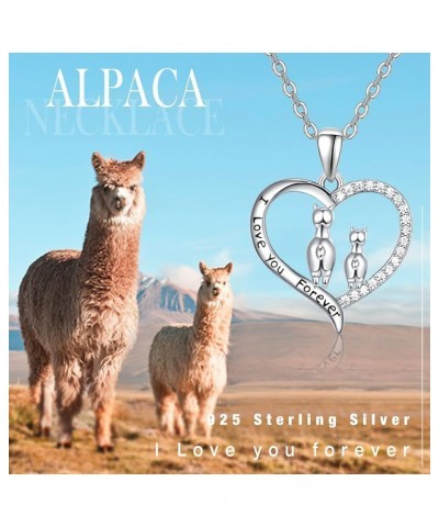 Alpaca Pendant Necklace Llama Necklaces Sterling Silver Crystal Heart Necklaces for Women Mama Necklace Animal Necklace Mothe...