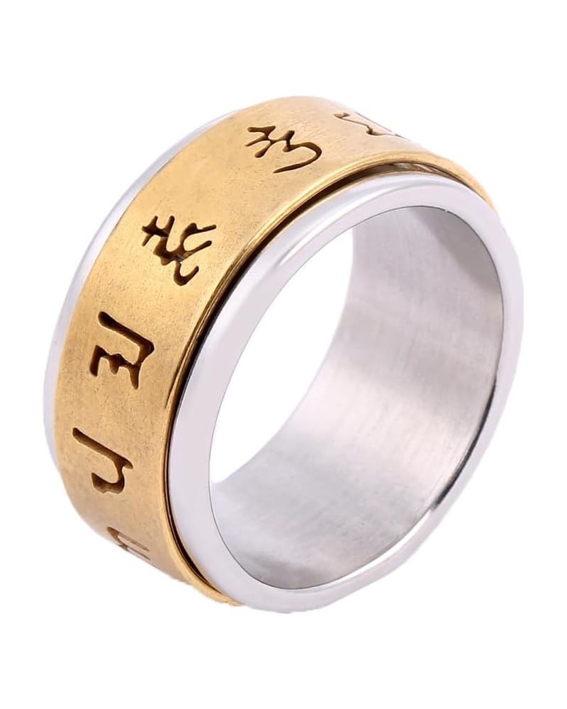 Stainless Steel Plating Buddhist Mantra Prayer Spinner Ring Band 8mm for Men Women 10mm-Gold $7.51 Rings