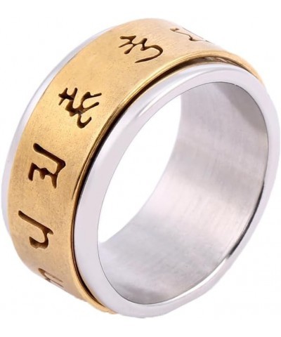 Stainless Steel Plating Buddhist Mantra Prayer Spinner Ring Band 8mm for Men Women 10mm-Gold $7.51 Rings