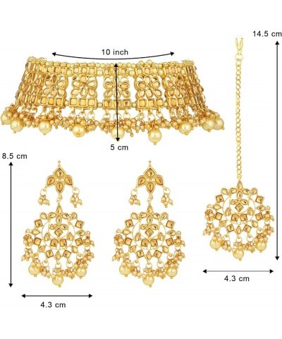 Gold Plated Kundan Jewelry Necklace With Earring Set For Women Gold $18.62 Jewelry Sets