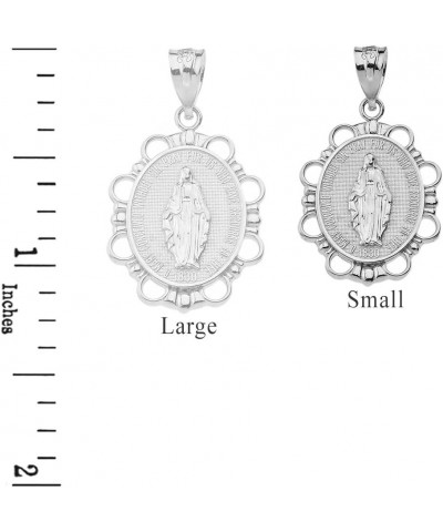 10k White Gold Miraculous Medal Of Blessed Virgin Mary Pendant Necklace (Small) 18.0 Inches $119.99 Necklaces