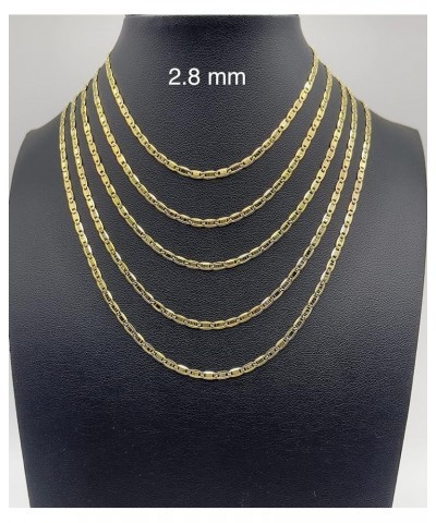 14K Gold Necklaces For Women Trendy 2.3mm 2.8mm 3.6mm 4.4mm 5.2mm Yellow Real Gold Valentino Mirror Chain Polished Links Men'...