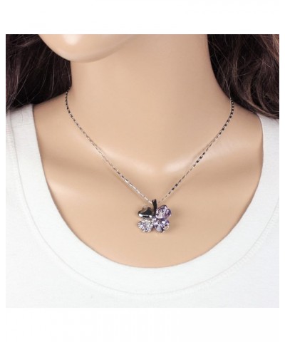 Four Leaf Clover Necklace with Swarovski Crystals, Rhodium Plated, 16" with 2" Extender Purple $17.13 Necklaces