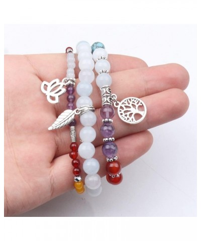 Tree of Life Yoga Healing Stone Bracelets,Multilayer Lotus Chakra Stone Reiki Bracelet Sets,Anxiety Crystal Natural Stone,for...