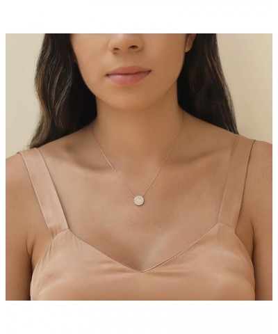 Best Friend Gift, Friendship Necklace - CZ Pave Necklace in Gold, Rose Gold, Sterling Silver 11 MM - Rose Gold $15.93 Necklaces