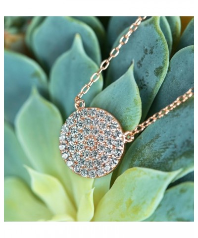 Best Friend Gift, Friendship Necklace - CZ Pave Necklace in Gold, Rose Gold, Sterling Silver 11 MM - Rose Gold $15.93 Necklaces