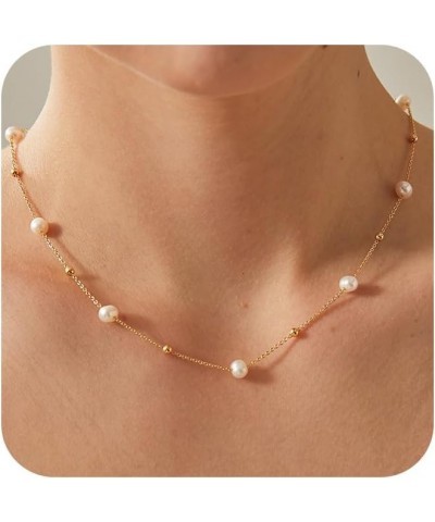 Pearl Necklaces for Women,Dainty Gold Necklace 14k Gold Plated Pearl Choker Necklace Simple Gold Choker Necklaces for Women T...