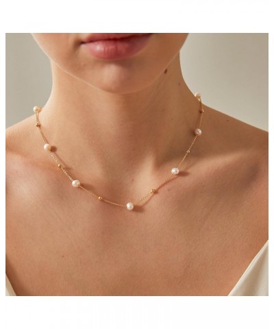 Pearl Necklaces for Women,Dainty Gold Necklace 14k Gold Plated Pearl Choker Necklace Simple Gold Choker Necklaces for Women T...