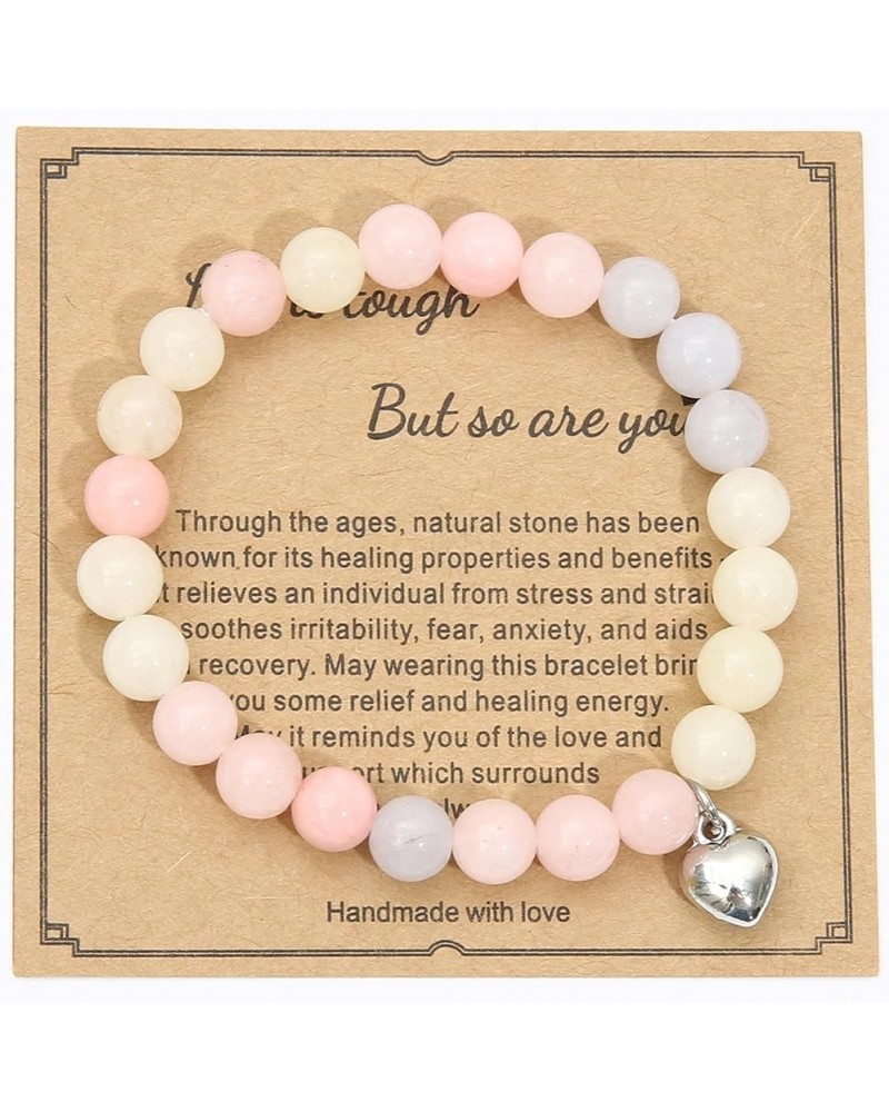 Get Well Soon Gifts -Natural Stone Healing Relaxation Bracelets,8mm Anti-Anxiety Crystal Yoga Beads, Stress Relief Stretch Br...