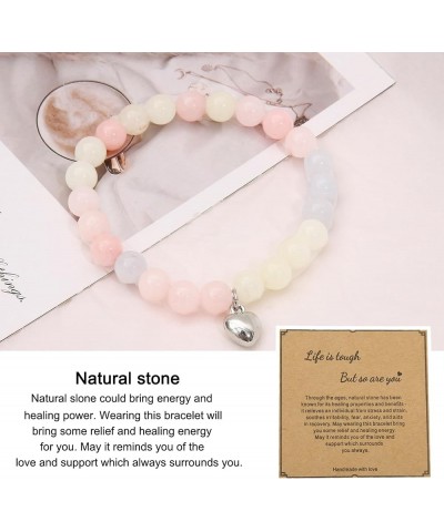 Get Well Soon Gifts -Natural Stone Healing Relaxation Bracelets,8mm Anti-Anxiety Crystal Yoga Beads, Stress Relief Stretch Br...