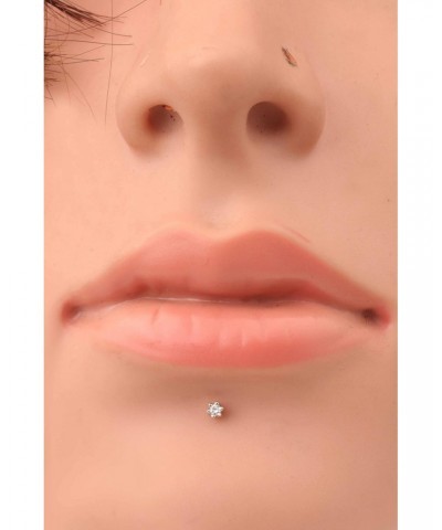 1.70mm Real Diamond 14k White Gold Nose Lip Labret Monroe Ring Stud Screw with 6 mm long and 16 gauge post $37.72 Body Jewelry