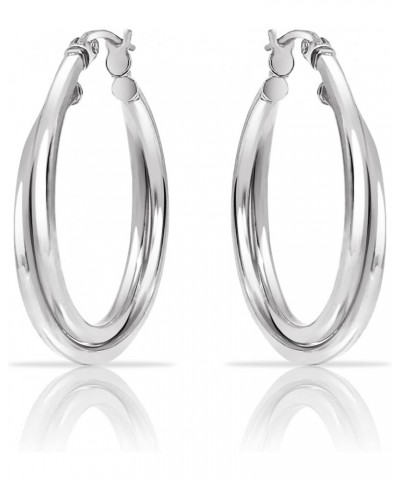 Sterling Silver Intertwining Square-Tube Polished Hoop Earrings, 25mm $15.84 Earrings