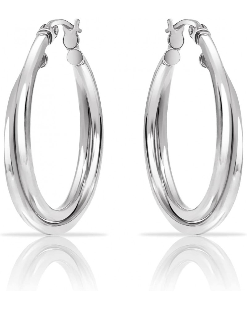 Sterling Silver Intertwining Square-Tube Polished Hoop Earrings, 25mm $15.84 Earrings