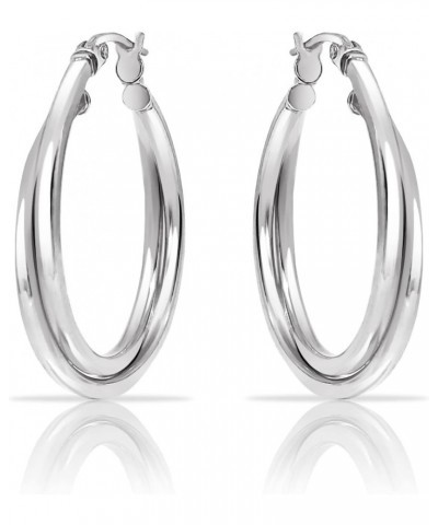 Sterling Silver Intertwining Square-Tube Polished Hoop Earrings, 25mm $15.84 Earrings