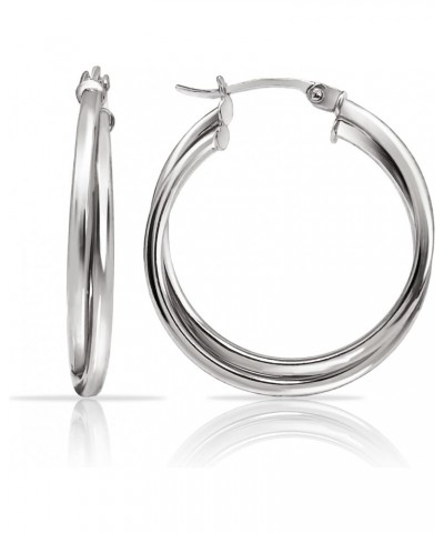 Sterling Silver Intertwining Square-Tube Polished Hoop Earrings, 25mm $15.84 Earrings