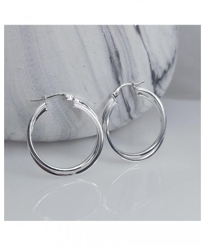 Sterling Silver Intertwining Square-Tube Polished Hoop Earrings, 25mm $15.84 Earrings