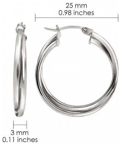 Sterling Silver Intertwining Square-Tube Polished Hoop Earrings, 25mm $15.84 Earrings