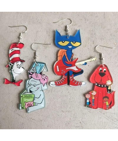 Unique Creative Colorful Cartoon Mushroom Cat Frog Drop Dangle Earring Handmade Lightweignt Wooden Dog Elephant Earring for W...