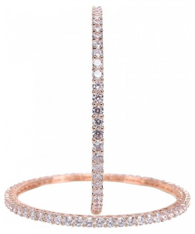 CZ Zirconia Gold Tone Solitaire Diamond Bracelet Bollywood Wedding Bangle Jewelry Women Rose Gold 2.8 Inches $11.60 Bracelets