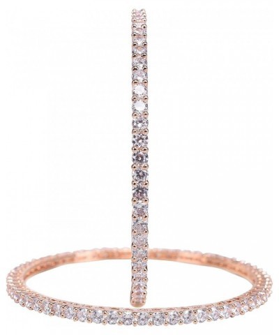 CZ Zirconia Gold Tone Solitaire Diamond Bracelet Bollywood Wedding Bangle Jewelry Women Rose Gold 2.8 Inches $11.60 Bracelets