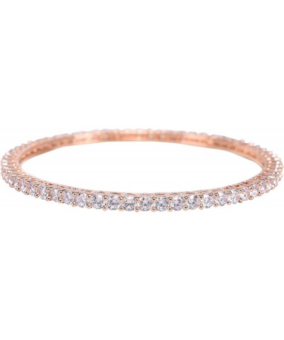 CZ Zirconia Gold Tone Solitaire Diamond Bracelet Bollywood Wedding Bangle Jewelry Women Rose Gold 2.8 Inches $11.60 Bracelets