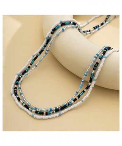 3Pcs Multilayer Boho Coloful Beads Waist Chain Jewelry Elastic Beaded Belly Chain Necklace Summer Beach Bikini Sexy Seed Bead...