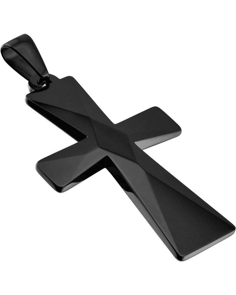 Tungsten Carbide Crosses Large or Small with a Matching Color Cuban Chain Selection of Narrow or Wide 18.0 Inches Large Black...