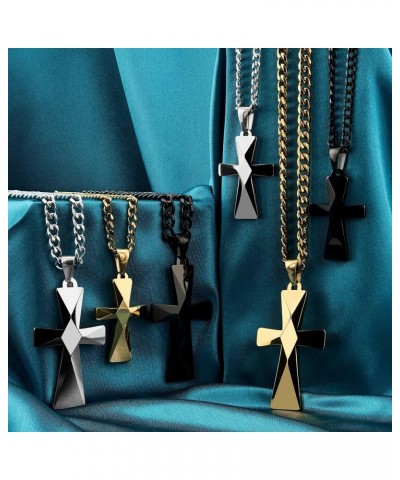 Tungsten Carbide Crosses Large or Small with a Matching Color Cuban Chain Selection of Narrow or Wide 18.0 Inches Large Black...