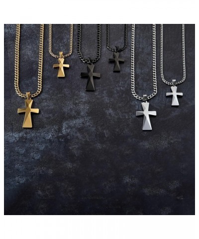 Tungsten Carbide Crosses Large or Small with a Matching Color Cuban Chain Selection of Narrow or Wide 18.0 Inches Large Black...