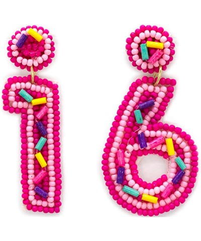 Beaded Birthday cake Birthday Queen Happy Birthday Earrings for Celebration Birthday Party Earrings 16-FUCHSIA $8.61 Earrings