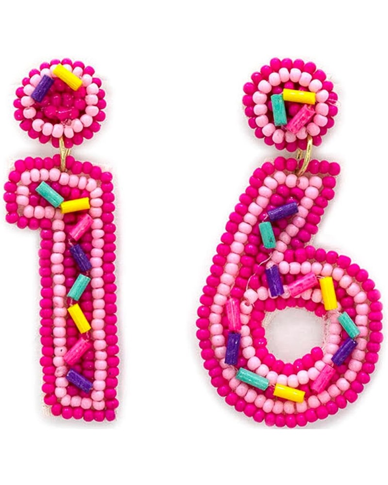 Beaded Birthday cake Birthday Queen Happy Birthday Earrings for Celebration Birthday Party Earrings 16-FUCHSIA $8.61 Earrings