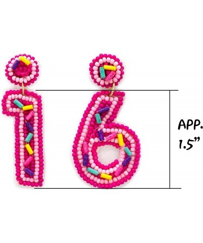 Beaded Birthday cake Birthday Queen Happy Birthday Earrings for Celebration Birthday Party Earrings 16-FUCHSIA $8.61 Earrings