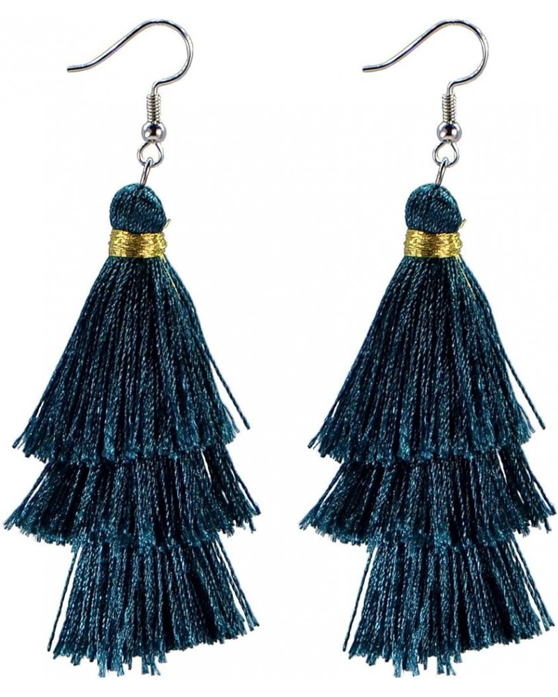 Fashion Charm Crystal Silk Tassel 3 Layers Fan Fringe Dangle Earrings designer costume jewelry 34 Montana $7.01 Earrings