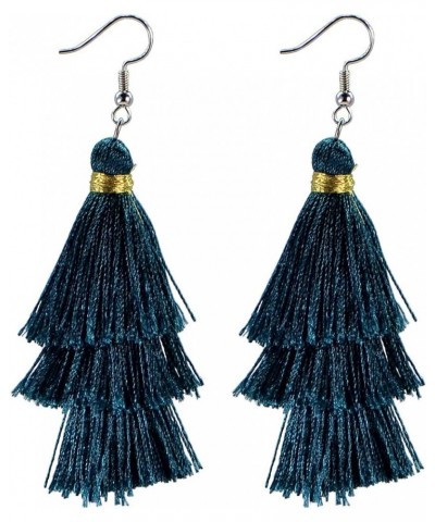 Fashion Charm Crystal Silk Tassel 3 Layers Fan Fringe Dangle Earrings designer costume jewelry 34 Montana $7.01 Earrings