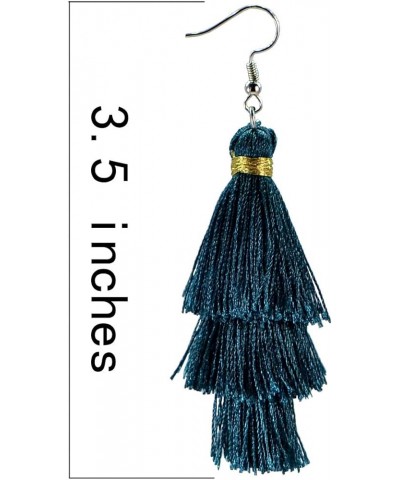 Fashion Charm Crystal Silk Tassel 3 Layers Fan Fringe Dangle Earrings designer costume jewelry 34 Montana $7.01 Earrings