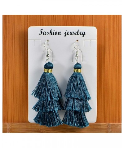 Fashion Charm Crystal Silk Tassel 3 Layers Fan Fringe Dangle Earrings designer costume jewelry 34 Montana $7.01 Earrings