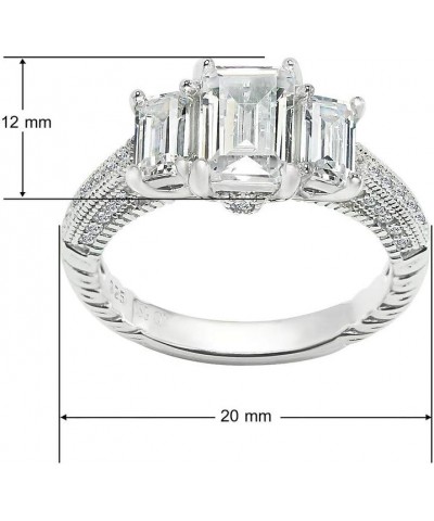 SolidSilver- Sterling Silver Engagement Ring with Crystal Clear Emerald Cut CZ Stone | Sizes 6-9 $17.15 Rings