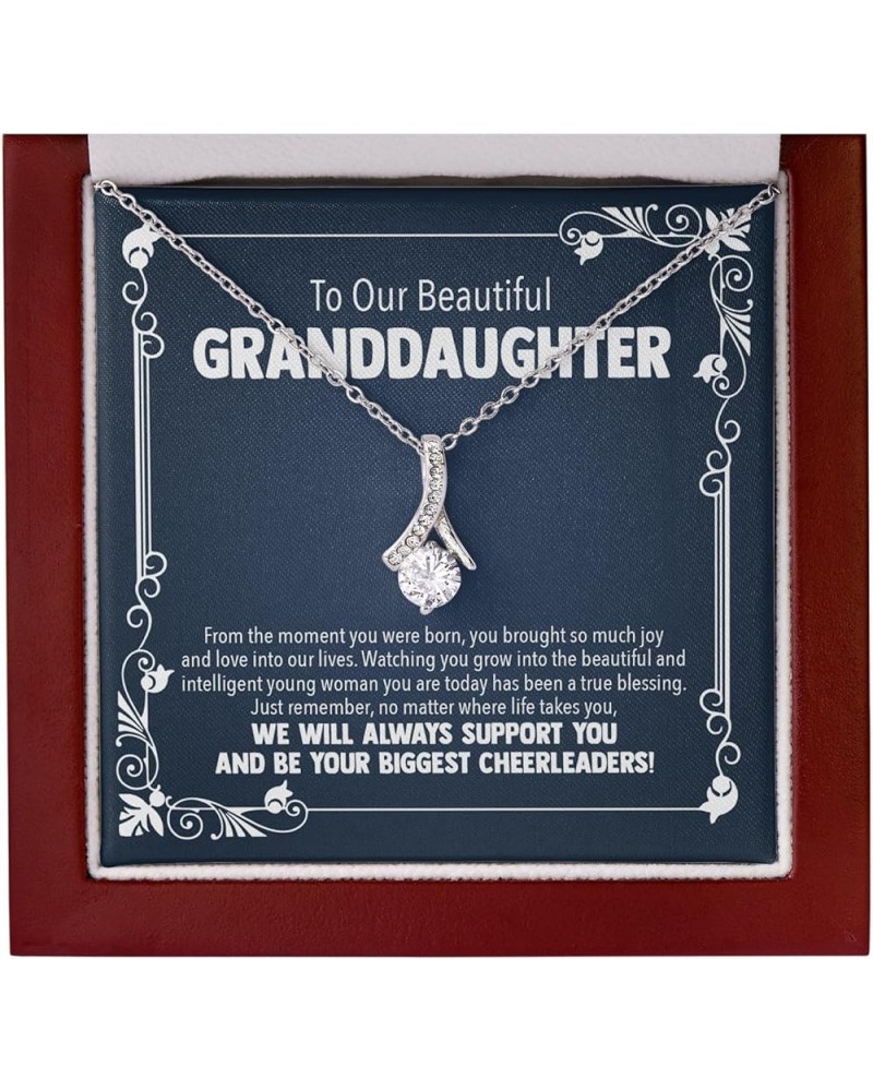 Granddaughter Gift Ideas - Womens Pendant Necklaces with Message Cards, Mahogany Style Luxury Box with LED Light AlluringBeau...