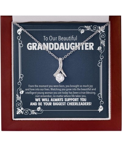 Granddaughter Gift Ideas - Womens Pendant Necklaces with Message Cards, Mahogany Style Luxury Box with LED Light AlluringBeau...