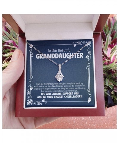 Granddaughter Gift Ideas - Womens Pendant Necklaces with Message Cards, Mahogany Style Luxury Box with LED Light AlluringBeau...