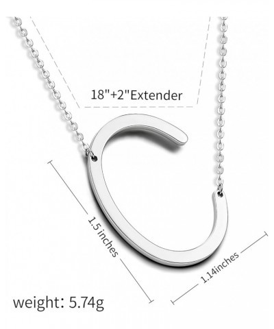 Sterling Silver Sideways Initial Necklace for Women Girls Big Letter Pendant Necklaces for Women Dainty Monogram Necklace Jew...