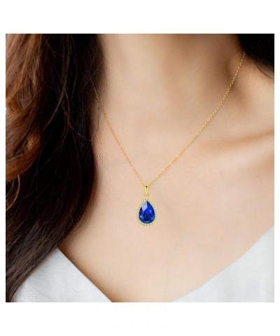 Classic Oval Pendant Gemstone Necklace | Crystal Ruby Sapphire Waterdrop Birthstone Teardrop Emerald Necklace | 18K Platinum ...