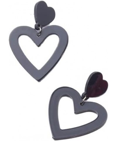 Acrylic Double Heart Earrings Dangling Heart Drop Earrings for Women Retro Love Heart Dangle Earrings for Women Girl Valentin...