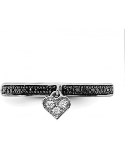 Solid 925 Sterling Silver Stackable Heart Black and White Diamond Ring Eternity Band (.129 cttw.) $66.98 Rings