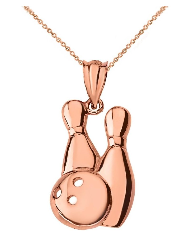 Bowling Pins and Ball Sports Pendant Necklace 20" 14k Rose-Gold $17.76 Necklaces