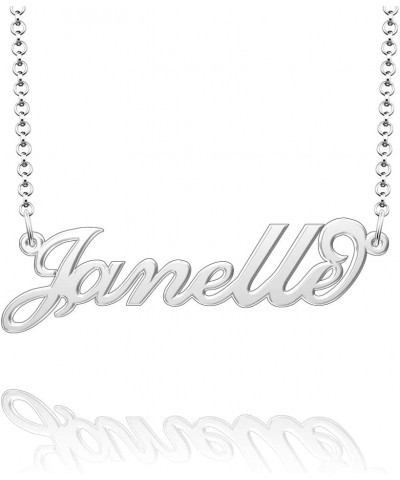 925 Sterling Silver Custom Name Necklace Personalized Script Initial Nameplate Necklace for Women Girls Necklace Janelle_Stai...