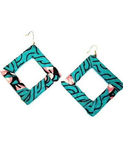 African Earrings for Women | Ethnic African Jewelry | Fabric Earrings for Women diamond_blue_pink $7.67 Earrings