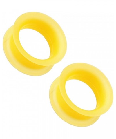 Ear Plugs/Tunnels Sold by Pair Made of Soft Thin Yellow Silicone Flexible Expanders Gauges Hollow Body Piercing 1/2 Inch (12....